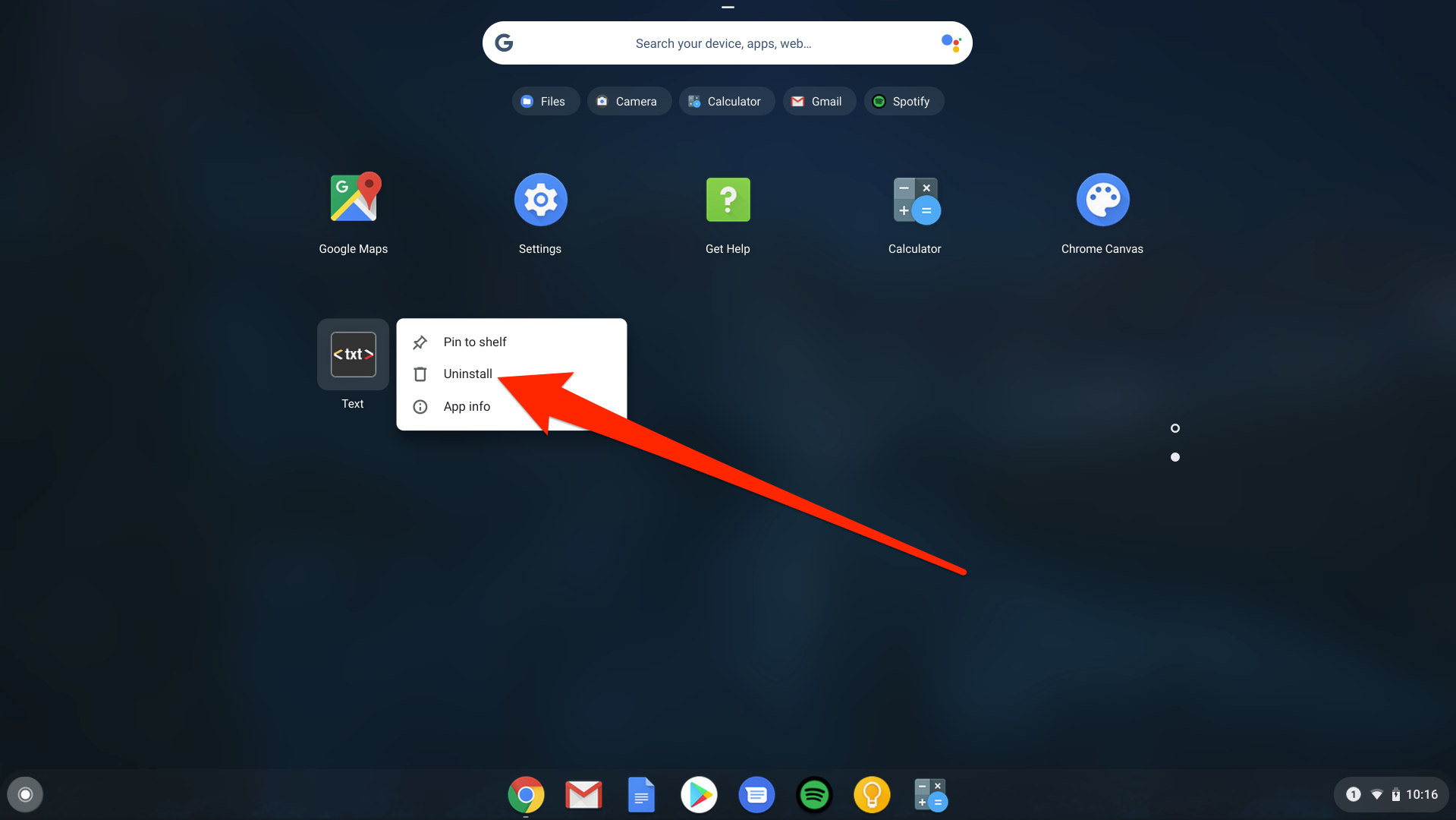 delete mightytext app on chromebook