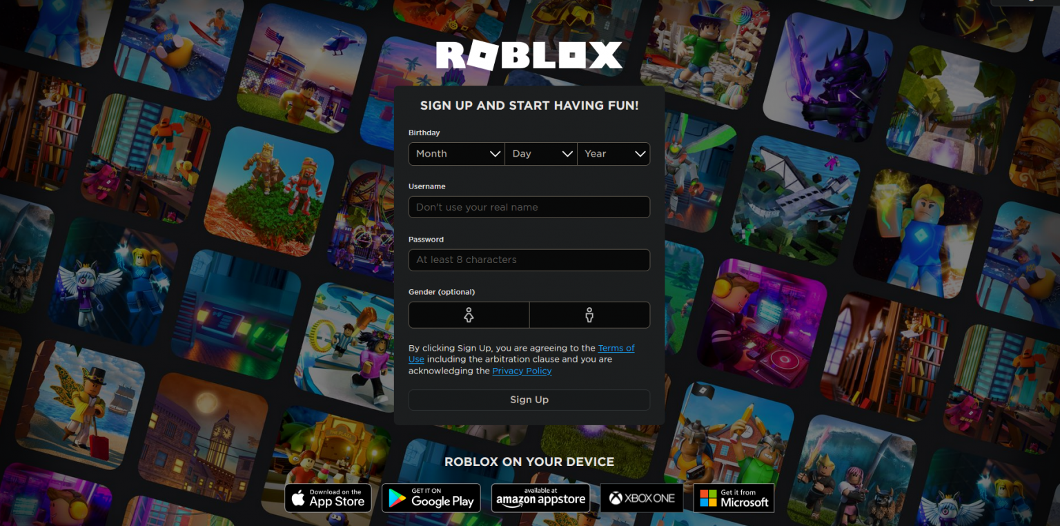 roblox login screen